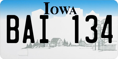 IA license plate BAI134