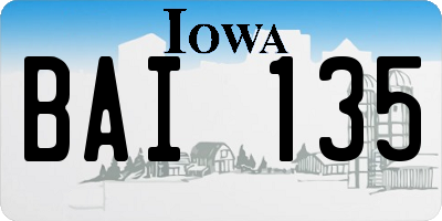 IA license plate BAI135