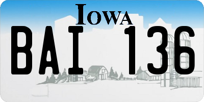 IA license plate BAI136