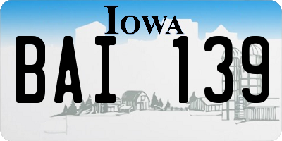 IA license plate BAI139