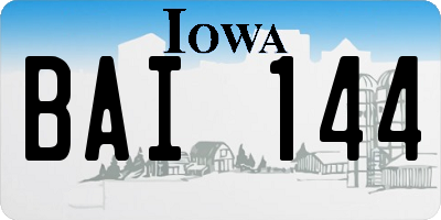IA license plate BAI144