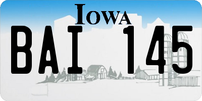 IA license plate BAI145