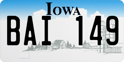 IA license plate BAI149