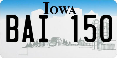 IA license plate BAI150