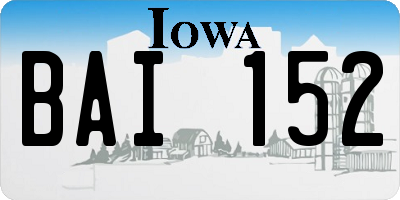 IA license plate BAI152