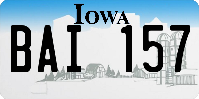 IA license plate BAI157
