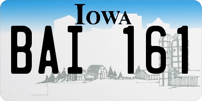 IA license plate BAI161