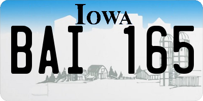 IA license plate BAI165