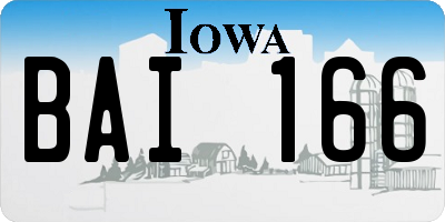 IA license plate BAI166