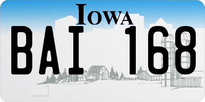 IA license plate BAI168