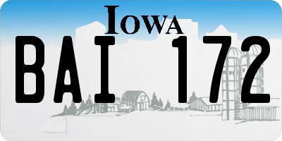 IA license plate BAI172