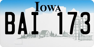 IA license plate BAI173