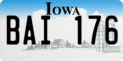 IA license plate BAI176