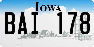 IA license plate BAI178