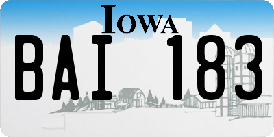 IA license plate BAI183