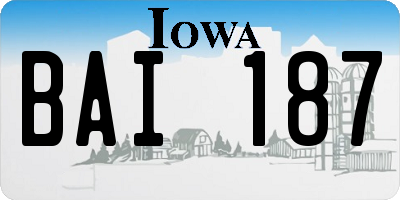 IA license plate BAI187