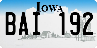 IA license plate BAI192