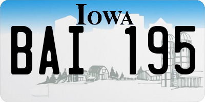 IA license plate BAI195