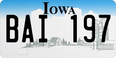 IA license plate BAI197