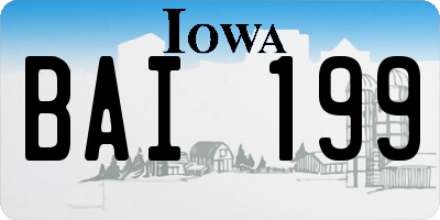 IA license plate BAI199