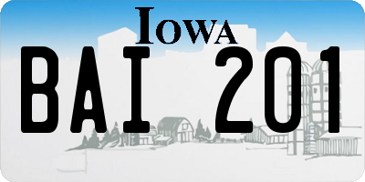 IA license plate BAI201