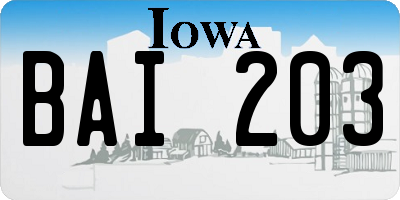 IA license plate BAI203