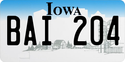 IA license plate BAI204