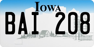 IA license plate BAI208