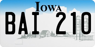 IA license plate BAI210