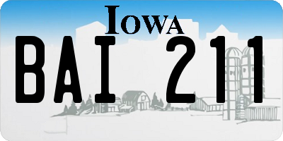 IA license plate BAI211