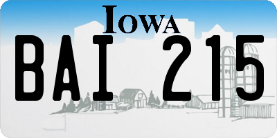 IA license plate BAI215