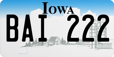IA license plate BAI222