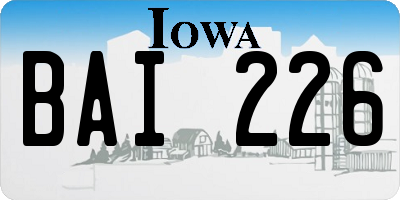 IA license plate BAI226