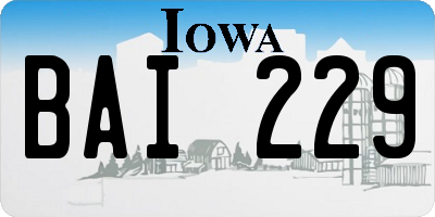 IA license plate BAI229