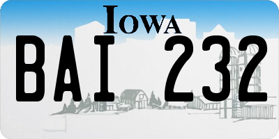 IA license plate BAI232