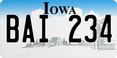 IA license plate BAI234