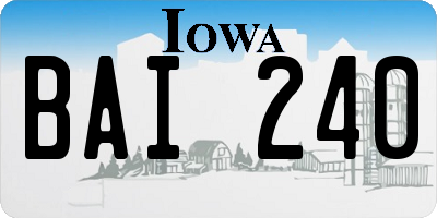IA license plate BAI240