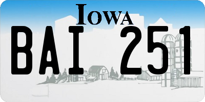 IA license plate BAI251