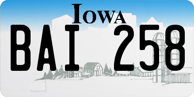 IA license plate BAI258