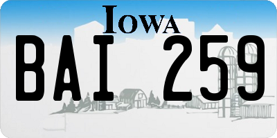 IA license plate BAI259