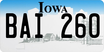IA license plate BAI260