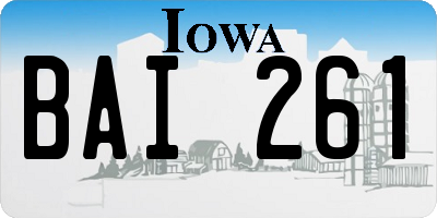 IA license plate BAI261