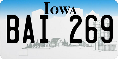 IA license plate BAI269