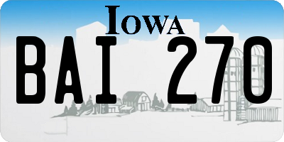 IA license plate BAI270