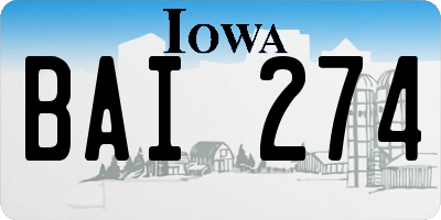 IA license plate BAI274