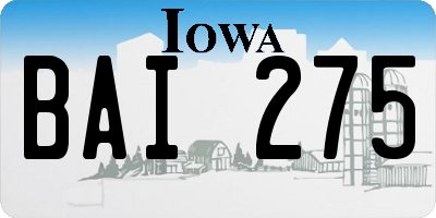 IA license plate BAI275