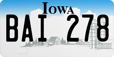 IA license plate BAI278