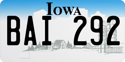 IA license plate BAI292
