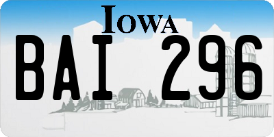 IA license plate BAI296