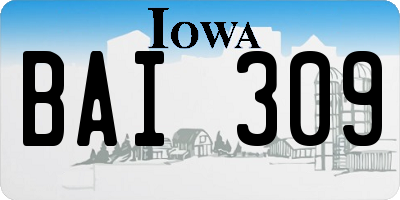 IA license plate BAI309